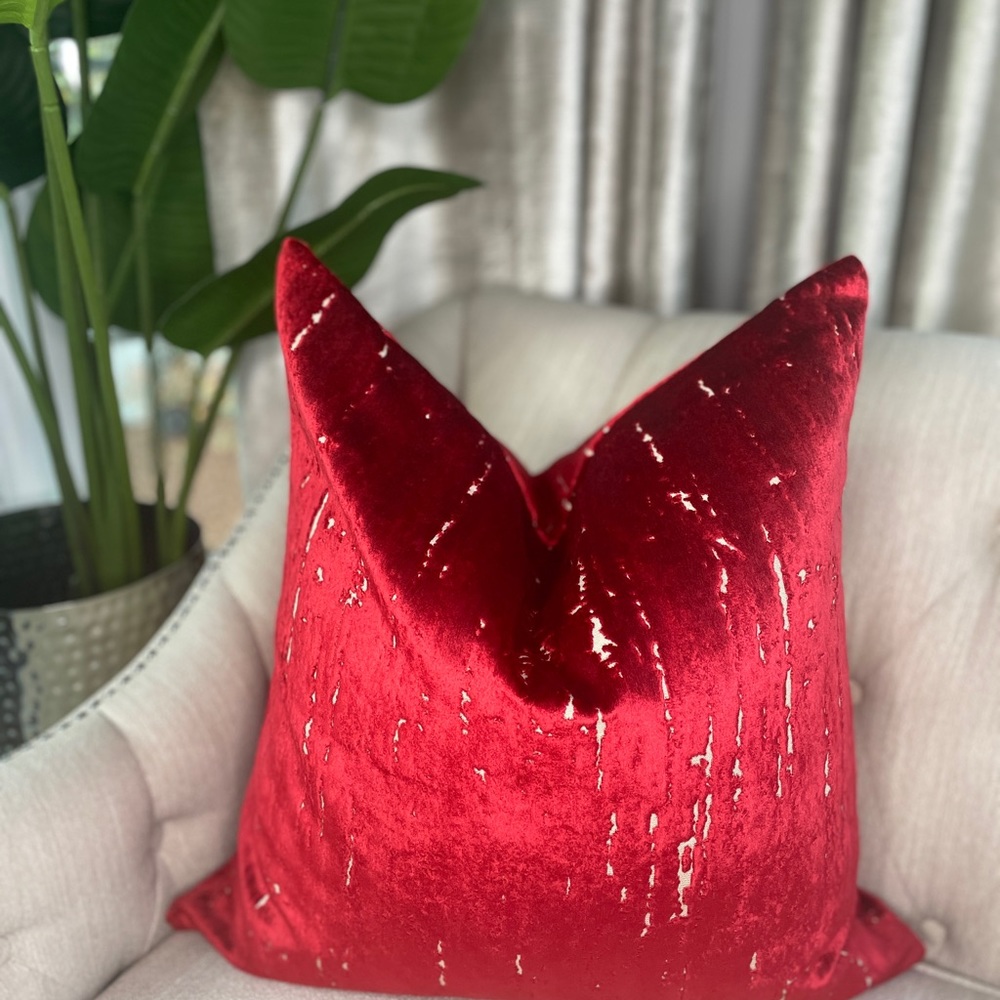 Two Luxe Red Velvet Pillow Covers (2 Covers Included) - Picture 2 of 5
